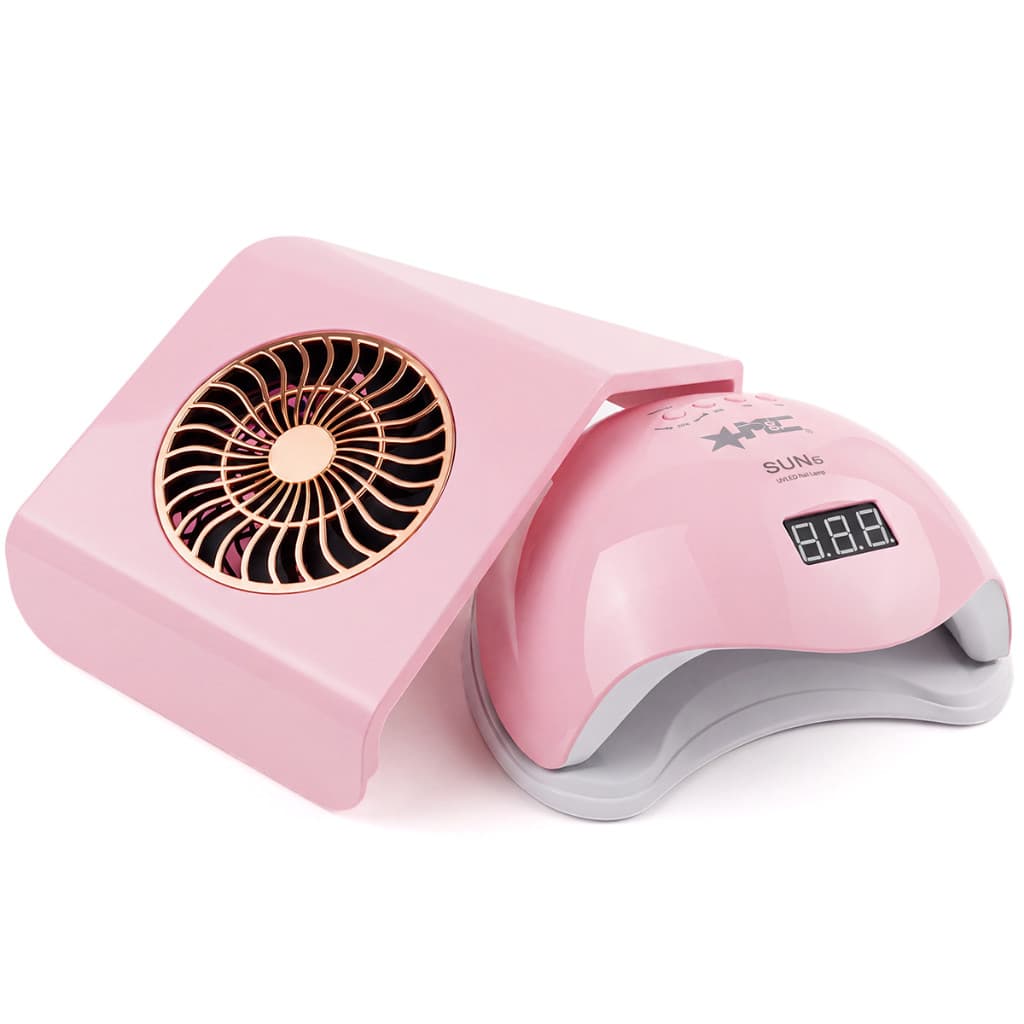 kit Manicure  Alongamento Cabine de Unha gel Sun 5 48w  + Aspirador Coletor de Pó Sugador1  Cooler