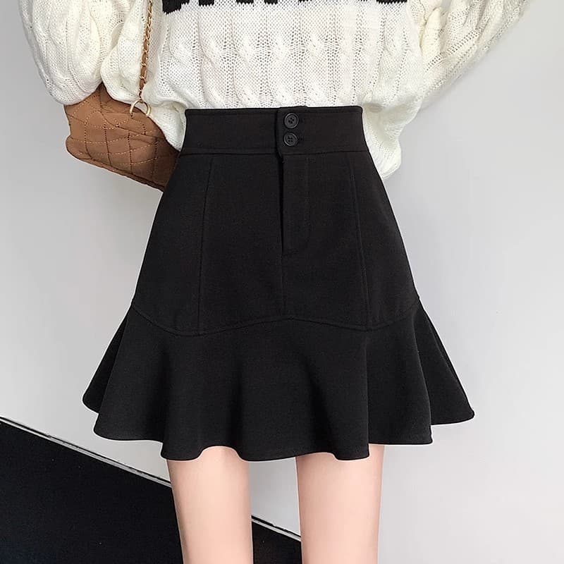 Saia rabo de peixe A linha saia curta outono inverno feminino 2026 novo estilo saia de cintura alta Hip-embalado saia in
