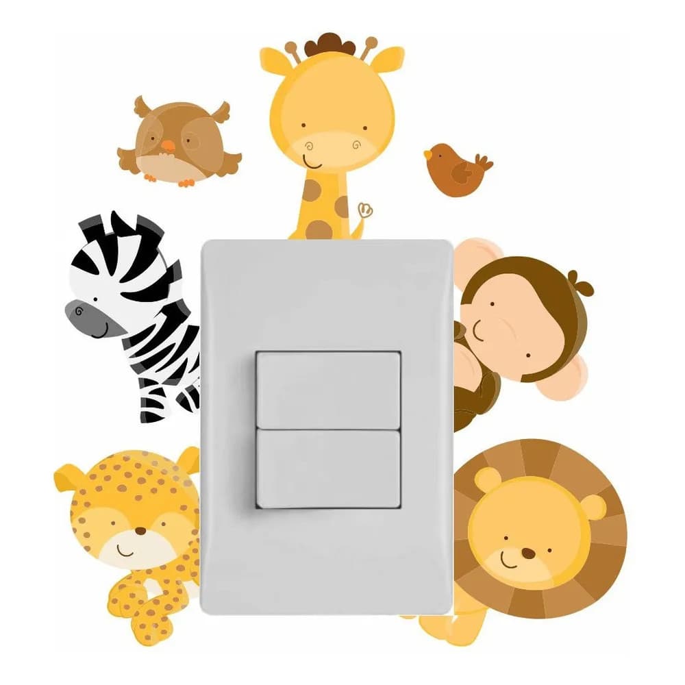 2x Adesivo Decorativo Interruptor Safari Bichos