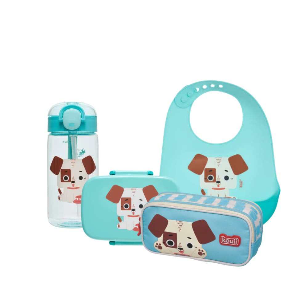 KIT GARRAFA, BABADOR SILICONE E BENTO BOX CACHORRO - KOUII