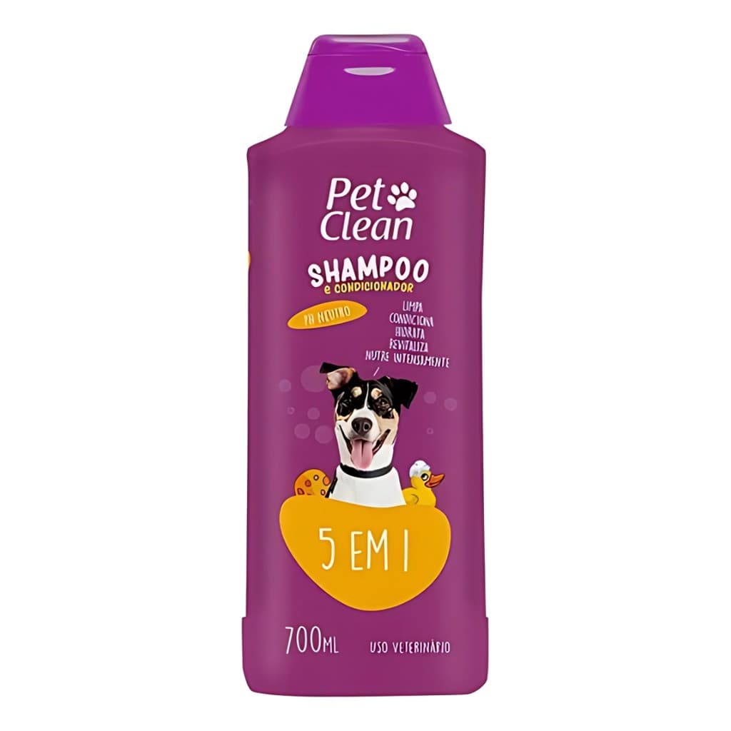 Shampoo e Condicionador 5 em 1 Pet Clean Cães e Gatos 700ml
