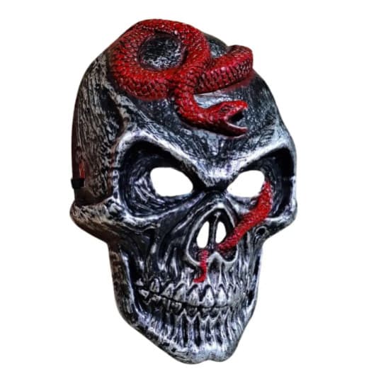 Mascara Caveira com Serpente Vermelha Halloween Festa a Fantasia