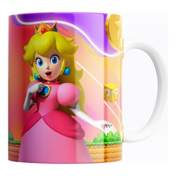 Caneca Porcelana Princesa Peach Super Mario Bros Mario Bros Em Cerâmica 325ml - Presente Personalizado