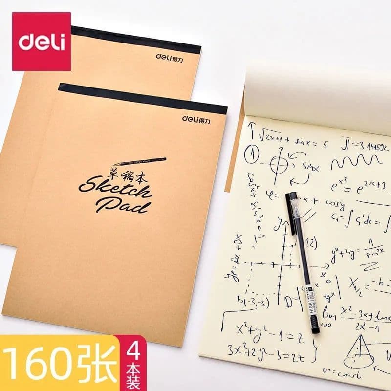 Deli Draft Book Encadernação sem fio Papel de rascunho em branco Proteção para os olhos do aluno Livro de correção de er