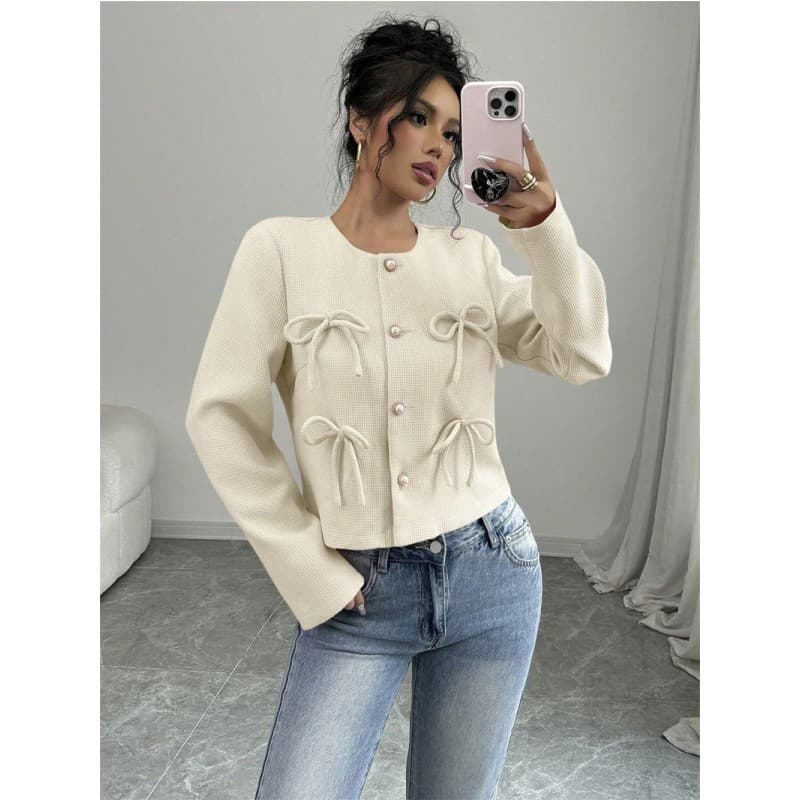 Moda Feminina Casaco casual Senhoras Topos Único Breasted Cardigan Pequena Fragrância Feminino
