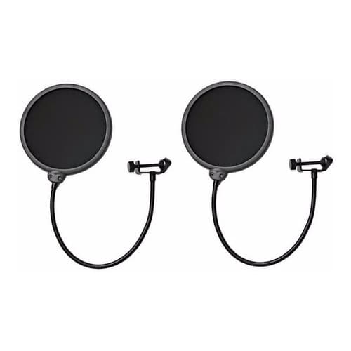 Kit 2 Pop Filter Tela Anti Sopro P/ Microfone Haste Flexível