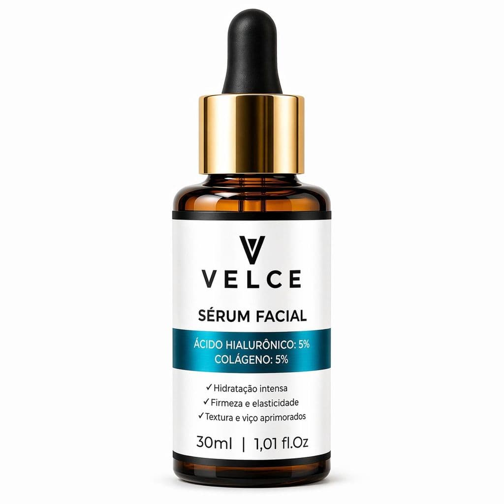 Sérum Facial Velce Ácido Hialurônico 5% + Colágeno 5% - Firmeza, Hidratação, Revitalização e Maciez
