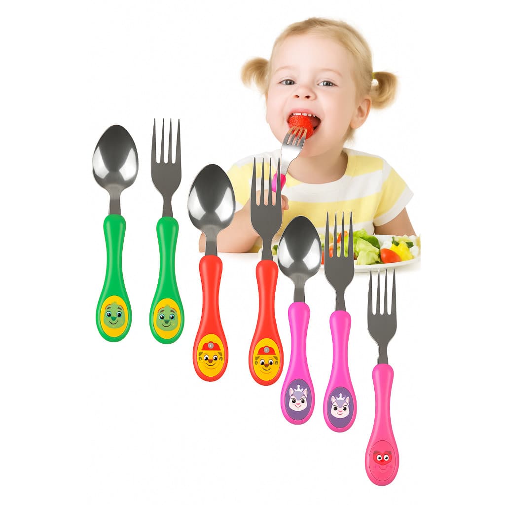 Conjunto Infantil de Talheres – Garfo e Colher com Cabo Anatômico