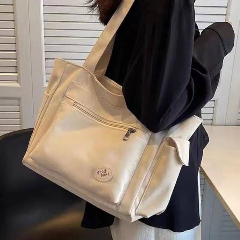 Moda Feminina Bolsa De Ombro Classe Grande Capacidade Estudante Sacola 2025 Lona Commuter