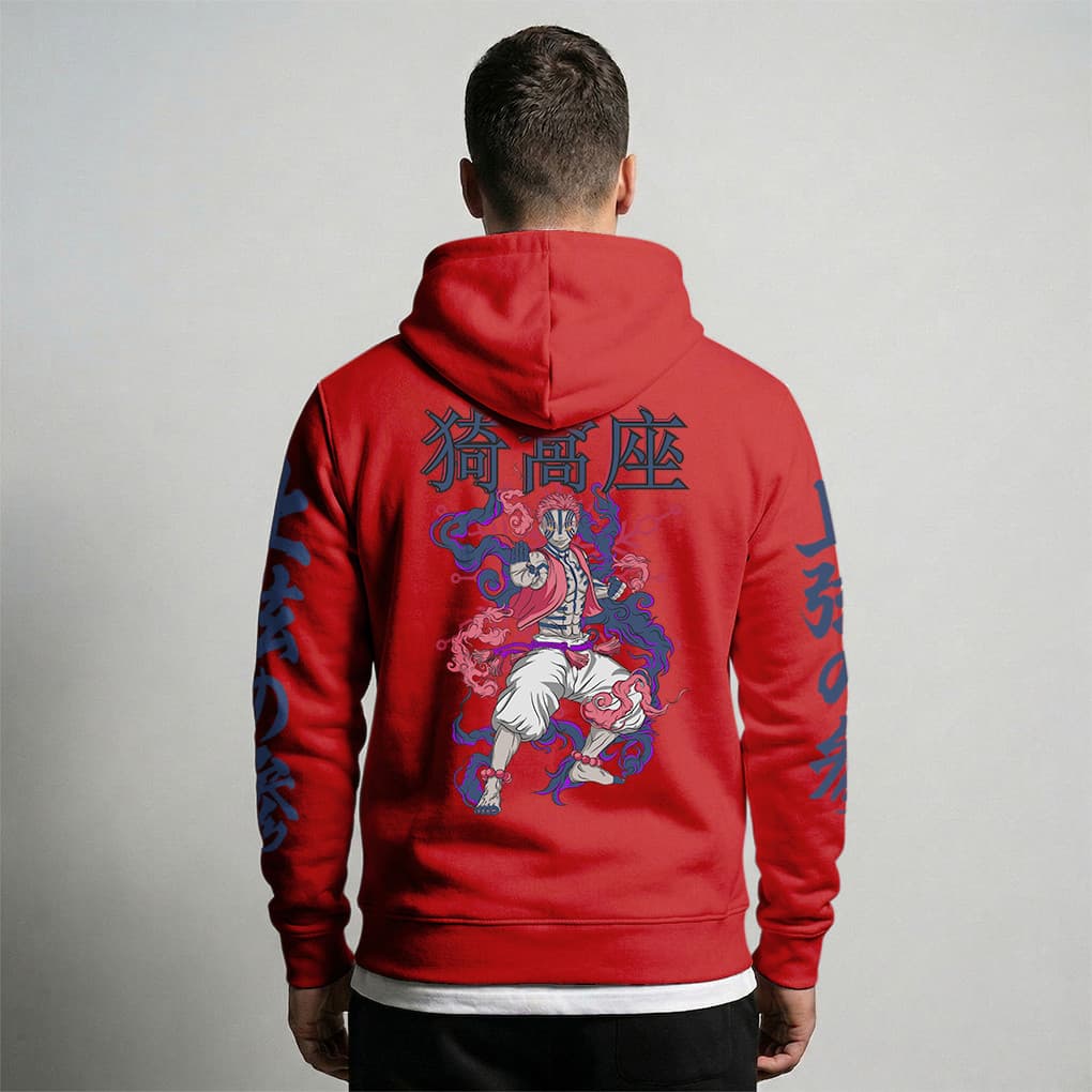 Blusa de Frio Moletom Masculino Canguru Oversized Modelo Akaza Demon Premium Moda Tendência Inverno Confortável