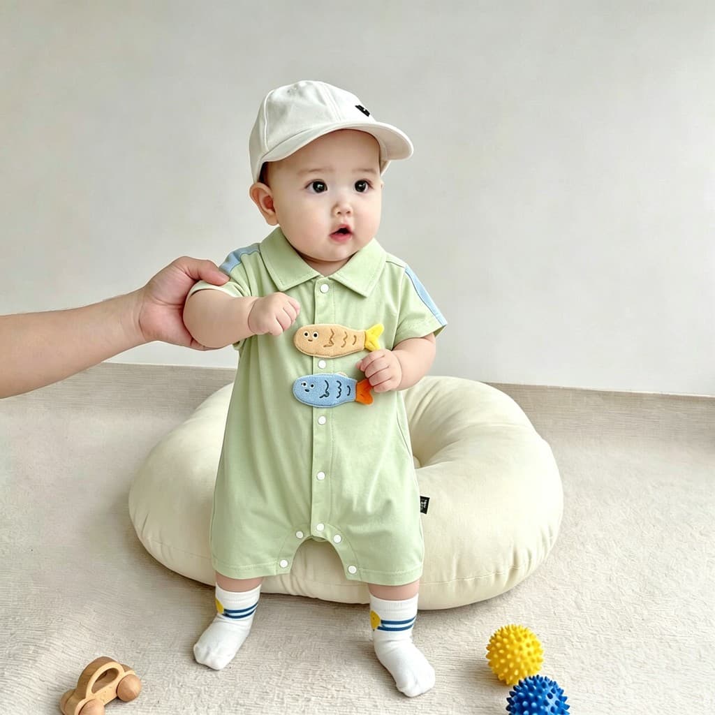 Macacão infantil verão fino manga curta pequeno mês idade menino bebê vestido de verão dopamina usar macacão