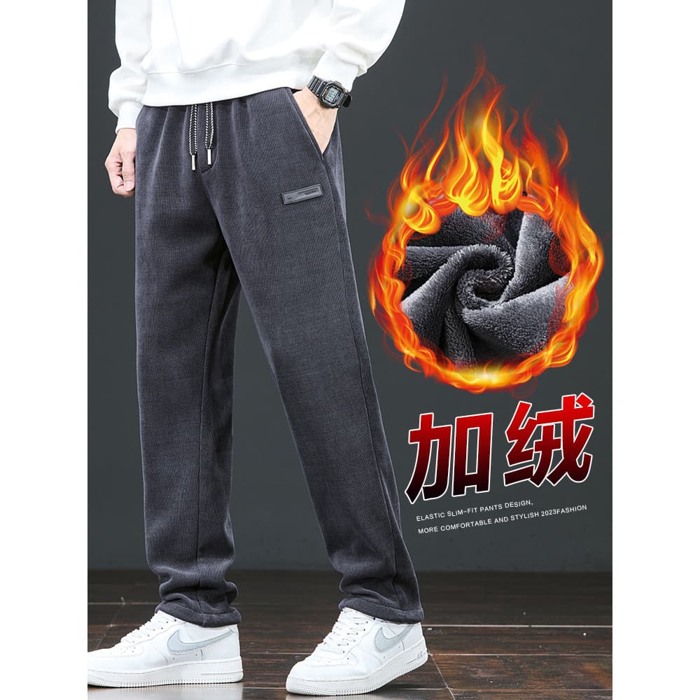 Outono inverno calças de veludo em linha reta esportes Sweatpants calças de lã masculinas engrossado Casual calças compr