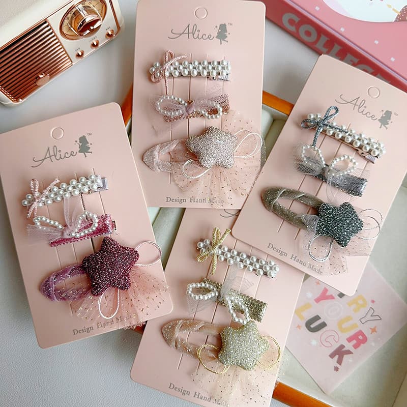 Princesa estilo crianças pérola hairpin Headdress coreano High-End acessórios de cabelo menina testa franja clipe lado d