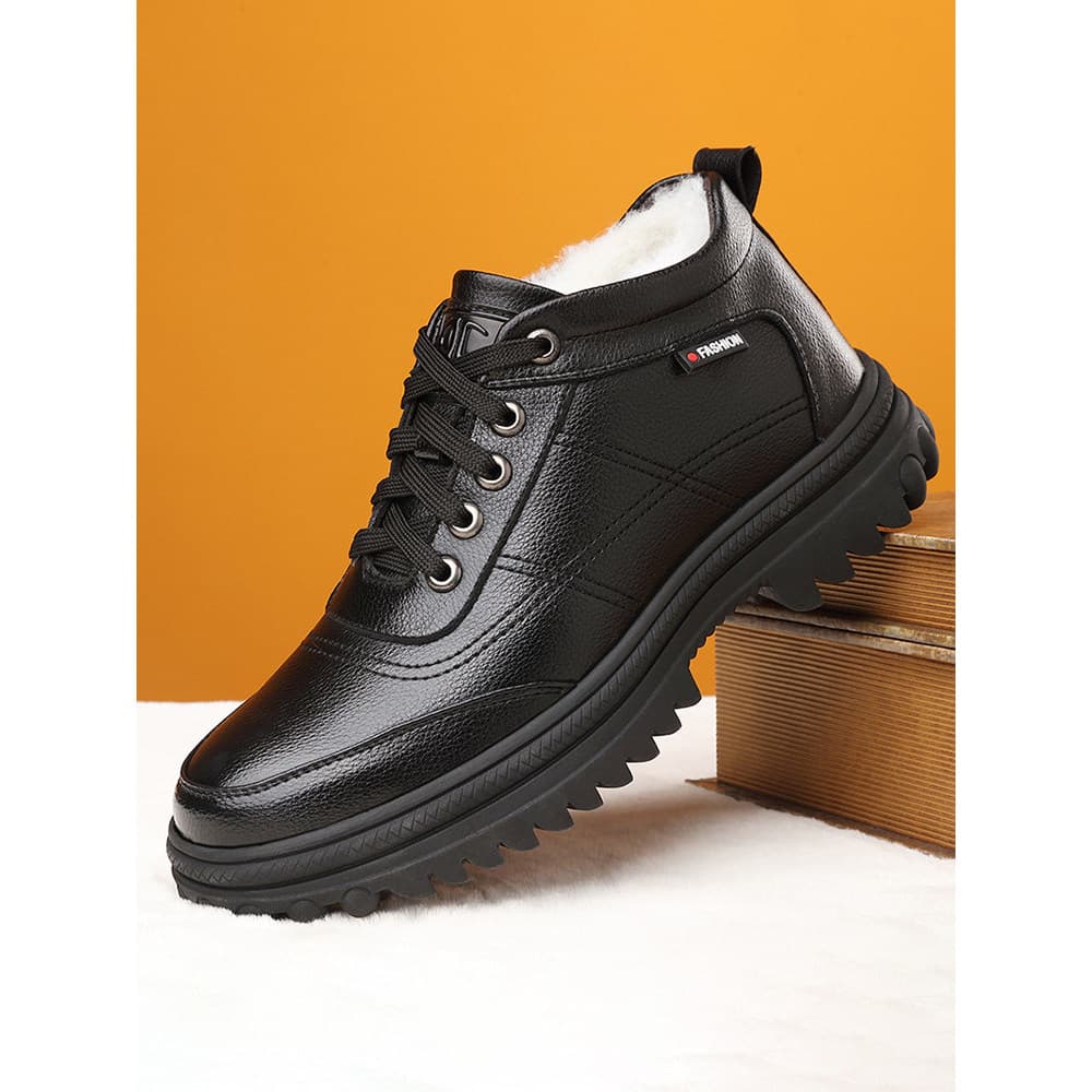 Sapatos de algodão de couro genuíno genuíno masculino inverno velo-velo quente sapatos de alta qualidade pele de uma peç