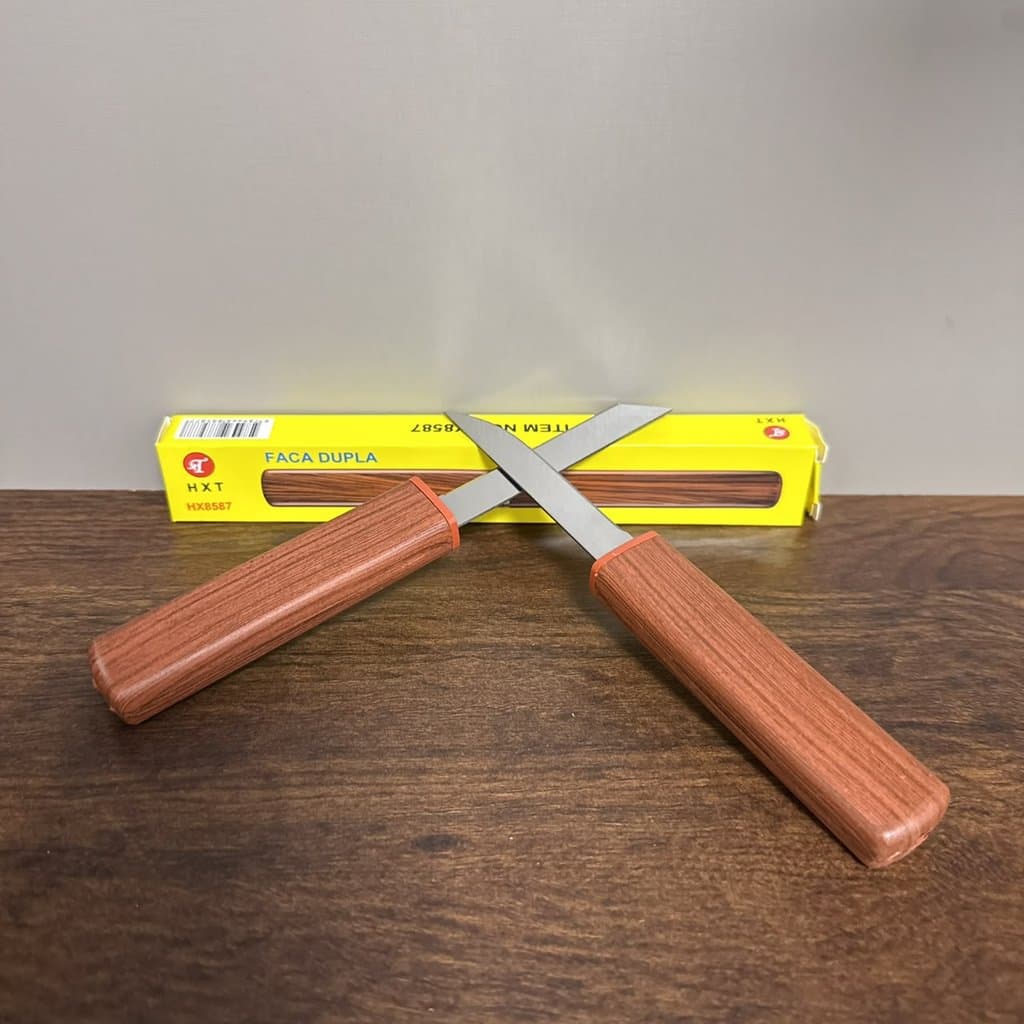 Estilete Faca Dupla Profissional Aço Inox Retrátil Cabo Anatômico para Papel EVA Vinil