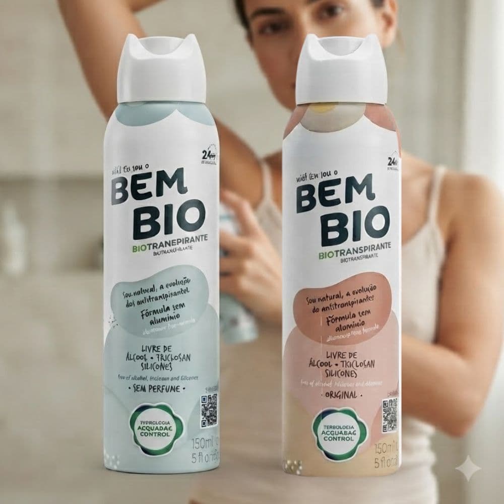 Kit com 02 Biotranspirante Bem Bio Natural Sem Alumínio 150ml Proteção Contra Odor e Frescor Diário