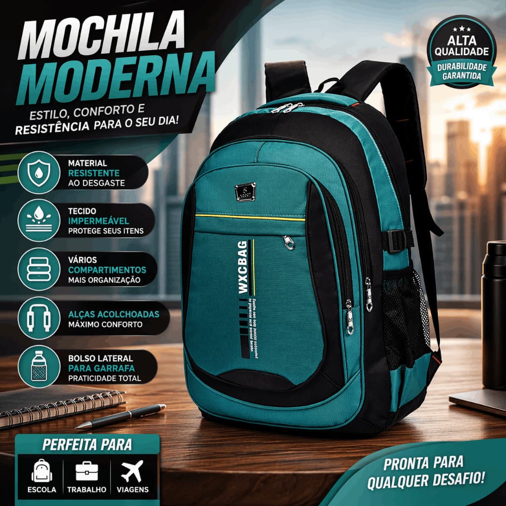 Mochila Bolsa Masculina Resistente à água Notebook Impermeavel
