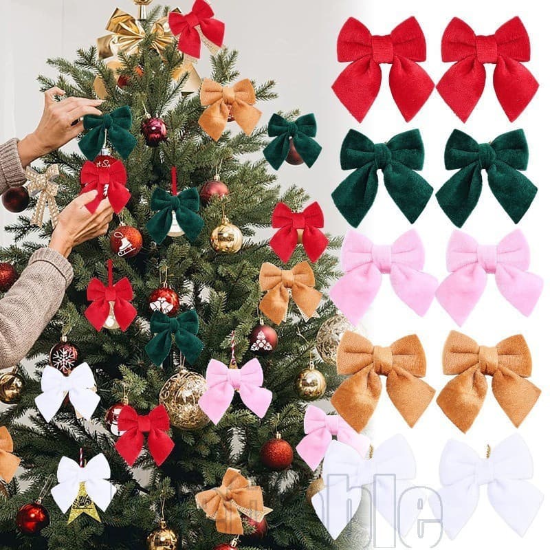 4/12/20 Unidades Decoração De Laço De Veludo De Natal-Guirlanda De Pelúcia-Pingente Lantejoulas-Acessórios De Tecido Bri