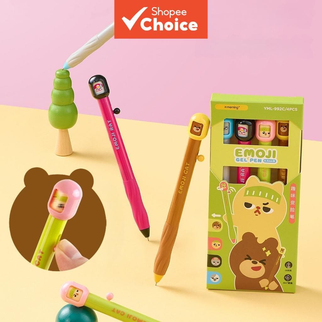 Caneta De Gel Esferográfica Conjunto De Escrita Dos Desenhos Animados Flip Face Imprensa Mudança 0.5mm Secagem Rápida Ti