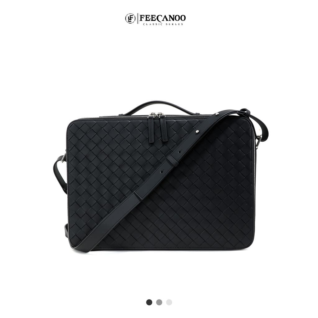 Bolsa masculina de couro genuíno tecido, bolsa de ombro Casual de negócios, bolsa preta para computador, sensação de alt
