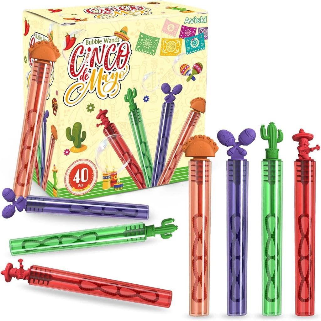 40 Varinhas de Bolhas Mexicanas, Mini Varinhas de Bolhas para Lembrancinhas de Festa com Tema do México, Brinquedos de P