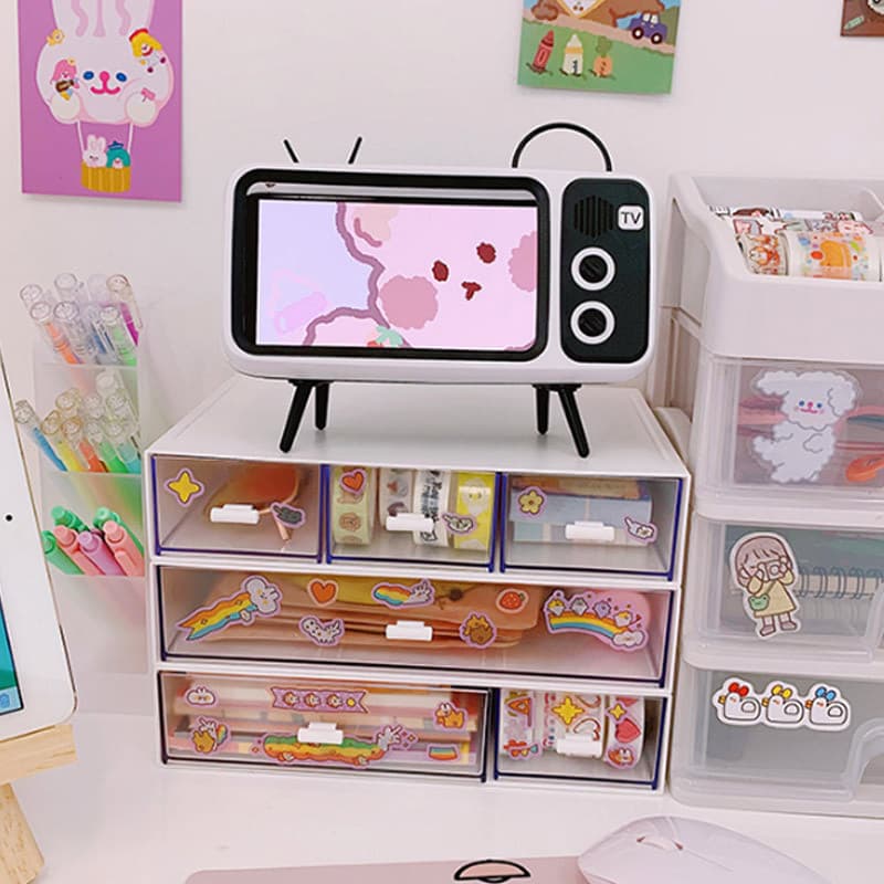 Ins estilo novo estilo gaveta fita caixa de armazenamento influenciador estudante Anti-poeira Desktop cosméticos pequena