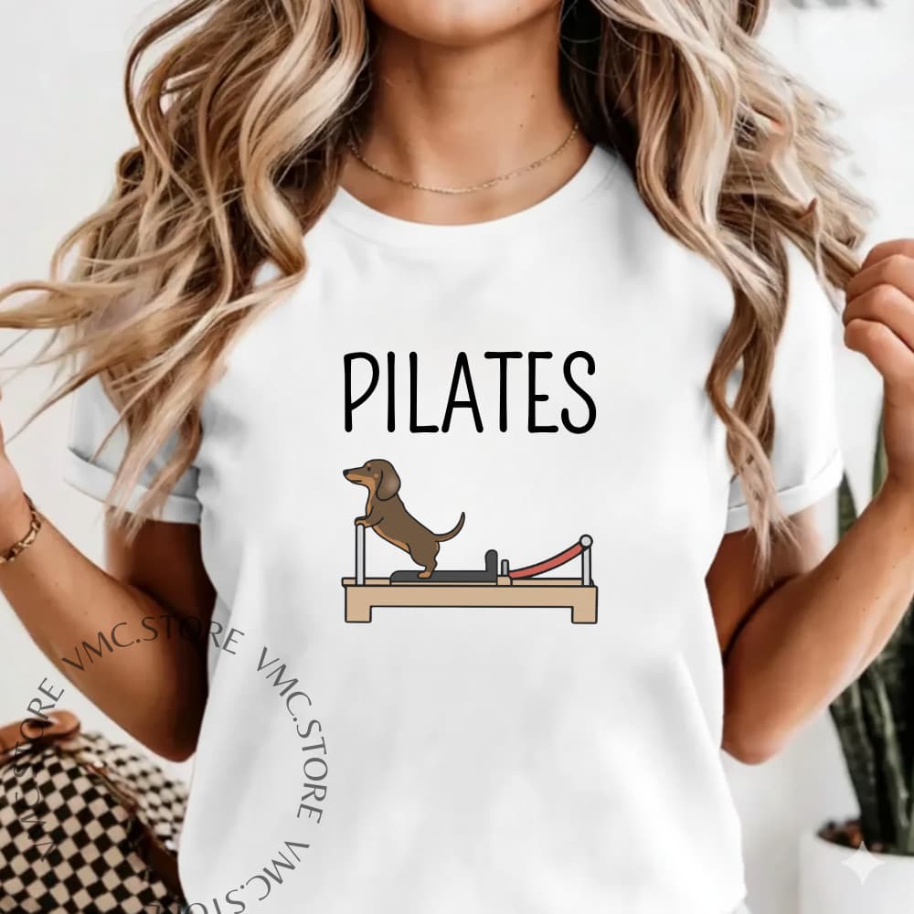 Camiseta Blusa Feminina Pilates Cachorro Fitness T Shirt Fisioterapia Educação Física 100% Algodão