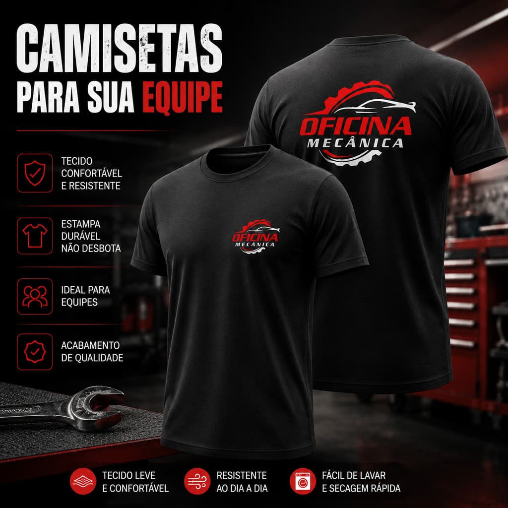 Camiseta Básica 100% Algodão  Empresa Mecânico Uniforme