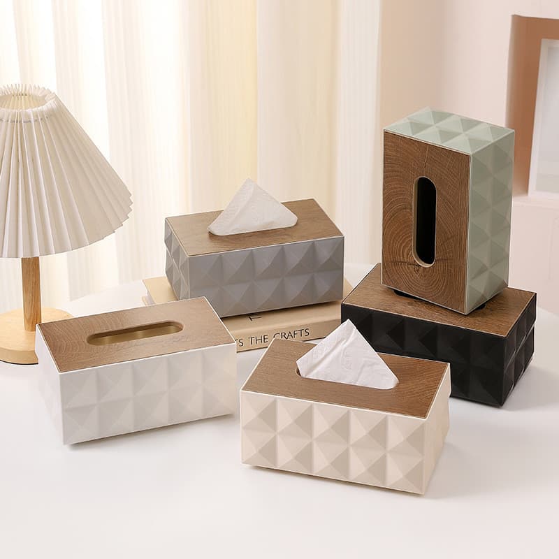 Novo estilo caixa de tecido estilo nórdico avançado moderno simples casa mesa caixa papel plástico tampa madeira caixa a