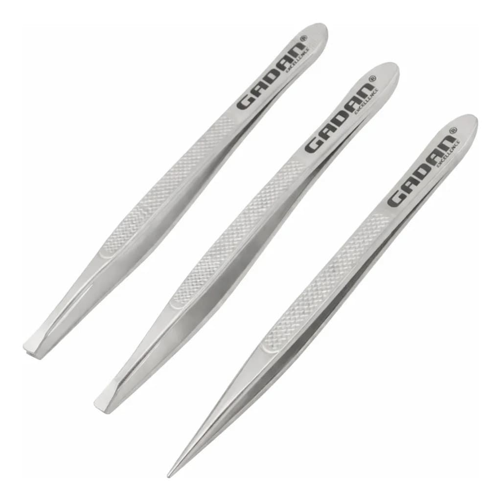 Kit Com 3 Pinças Depilatórias De Inox Multiuso Profissional