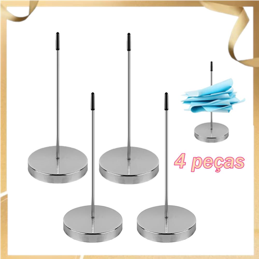 4 peças de clipes de recibo de restaurante, alfinetes de recibo de 15 cm, porta-memorandos de mesa, prateado