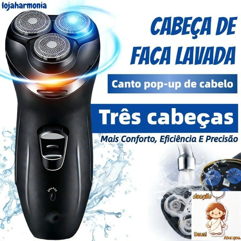 Barbeador Elétrico Homens Prova d'água Recarregável De Três Cabeças Maquina Shaver Depilador Barba Cabeça Aparador LJ