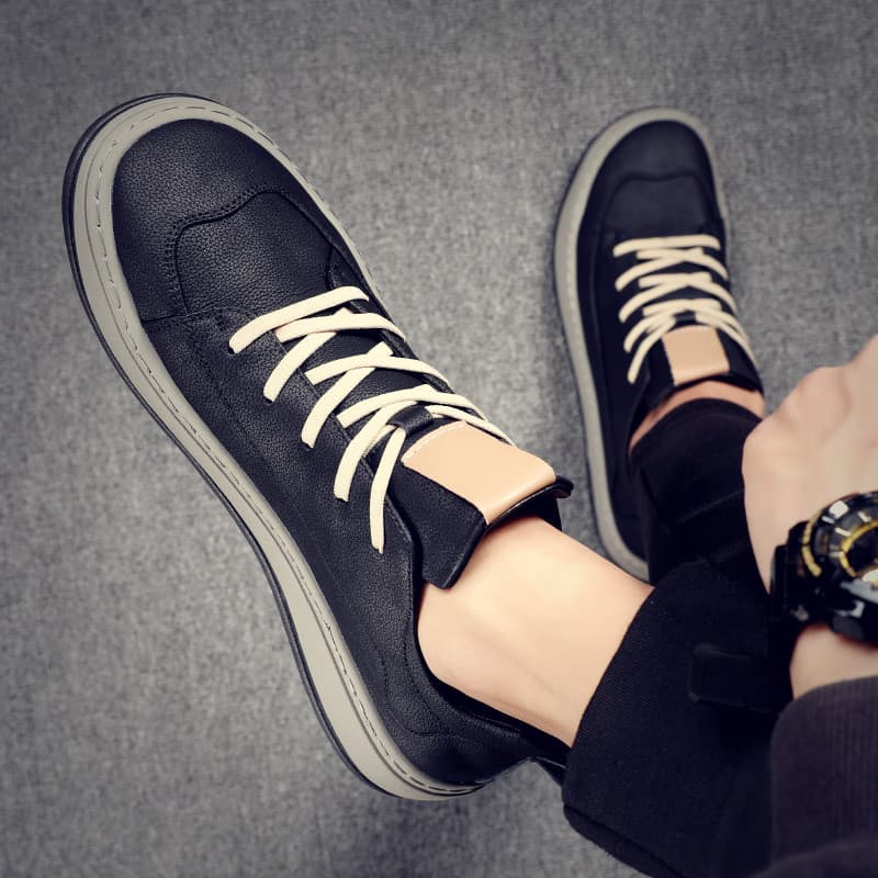 Sapatos masculinos 2026 primavera outono novo estilo na moda couro genuíno sapatos de couro masculino respirável tênis A