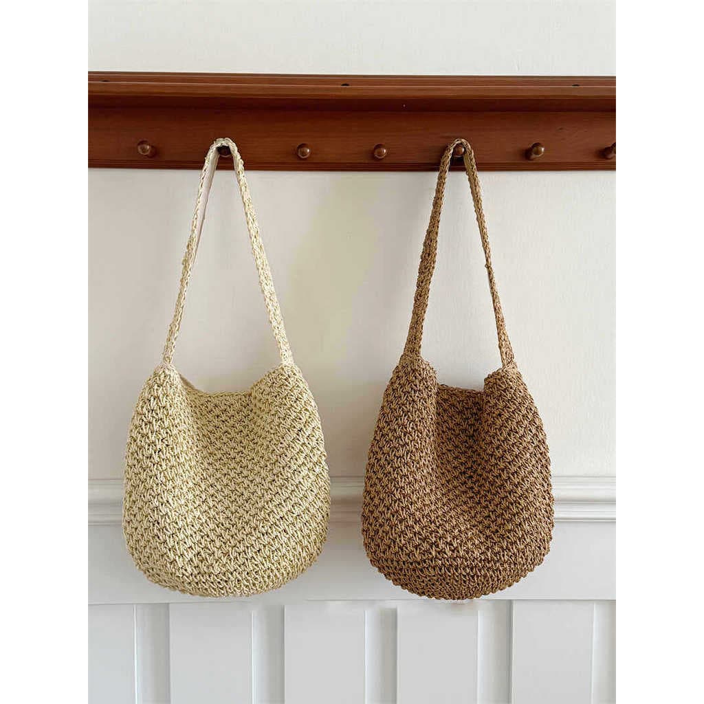 bolsa feminina bolsa transversal feminino Saco de tecido francês palha tecido saco feminino verão 2025 novo estilo beira