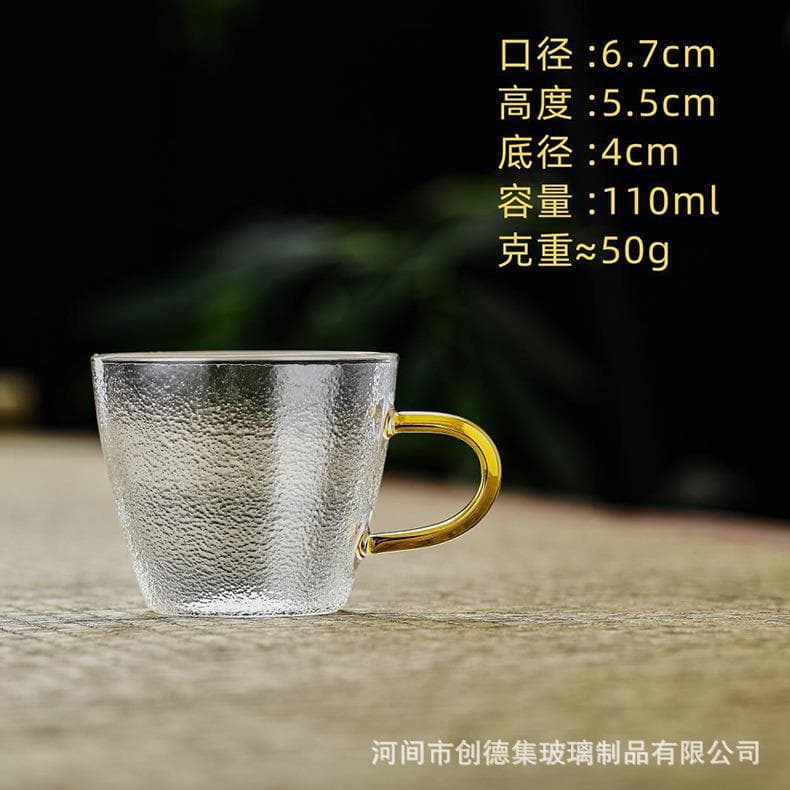 Fabricante estilo japonês copo de água de vidro de borosilicato alto padrão Vertical com alça copo de chá de vidro copo
