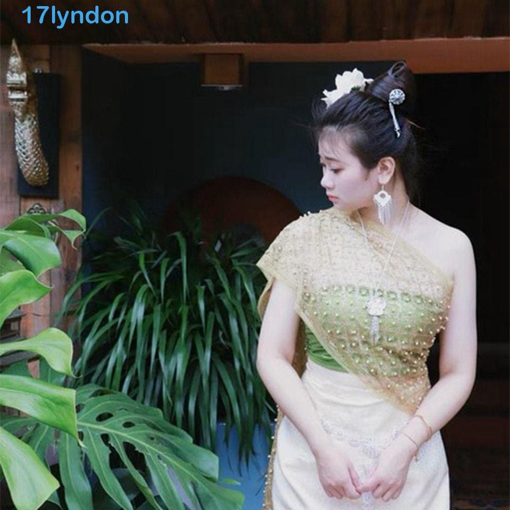 LYNDON Thai Cocar Feminino Antigo Hanfu Headwear Requintado Retro Pagode Borlas Hairpin
