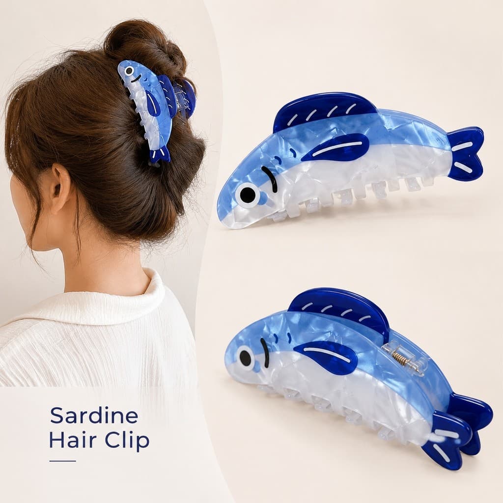 Grampo De Cabelo De Sardinha Fofo Design Criativo Portátil Leve Essencial