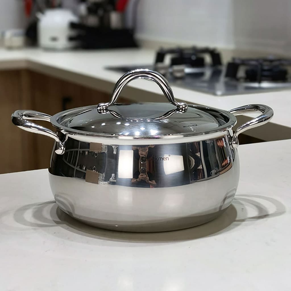 Chockmen 304 panela de sopa pequena de aço inoxidável, panela de sopa de maçã de aço composto doméstico para fogão de in