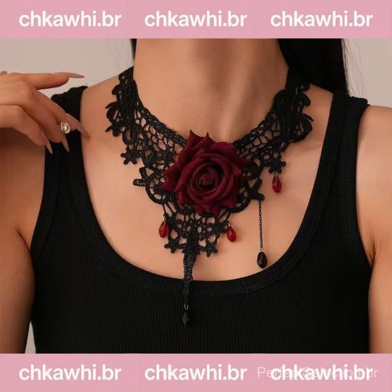 Vintage Colar De Gargantilha De Charme De Flor Para Mulheres Gótico De Renda Tassel Clavicle Chain Jewelry Novo