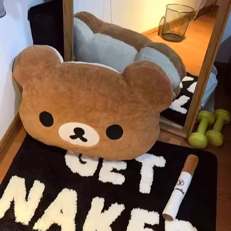 Travesseiro de urso de cabeceira Rilakkuma, dupla face, almofada para cochilo de escritório, dormitório, boneca para nam