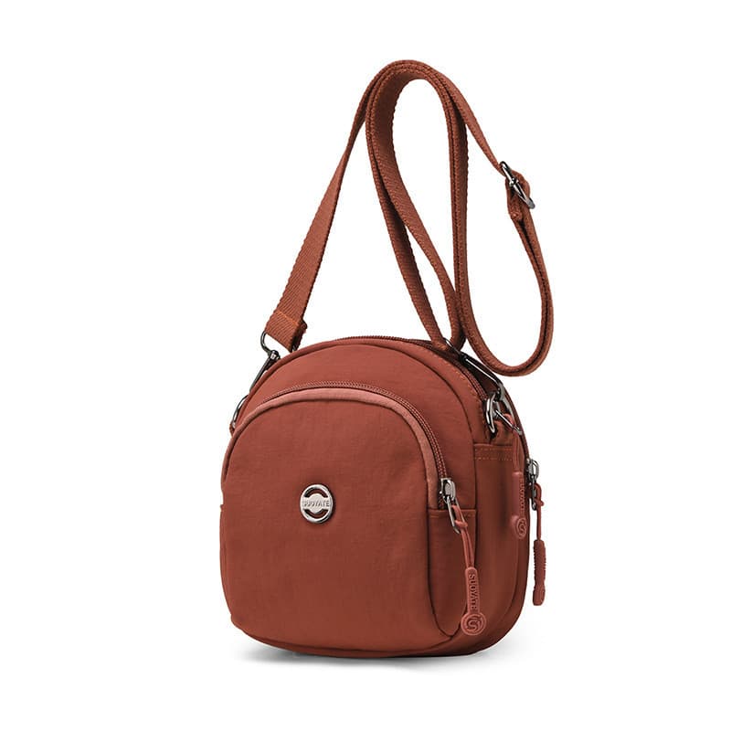 Bolsa redonda pequena feminina novo estilo leve multicamadas Mini bolsa de ombro Casual All-Match bolsa para chave de ce