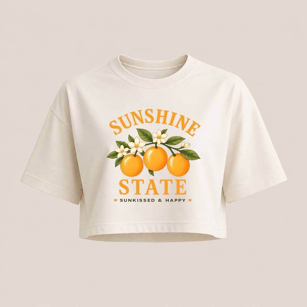 Cropped Oversized Feminino Estampado 100% Algodão Off White