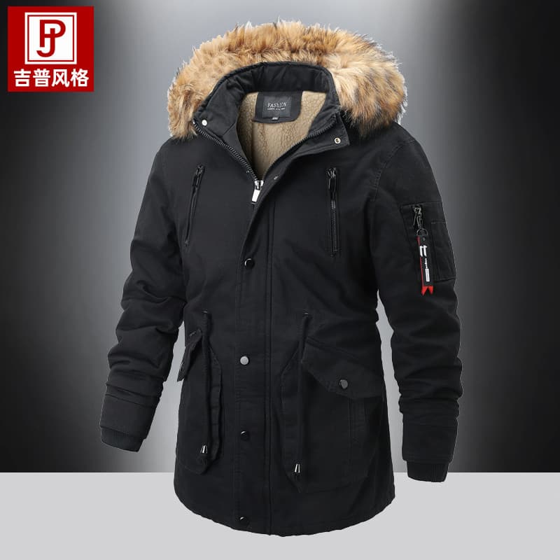 Jaqueta acolchoada masculina inverno engrossado forro de lã jaqueta Casual Workwear juventude solta tamanho grande acolc