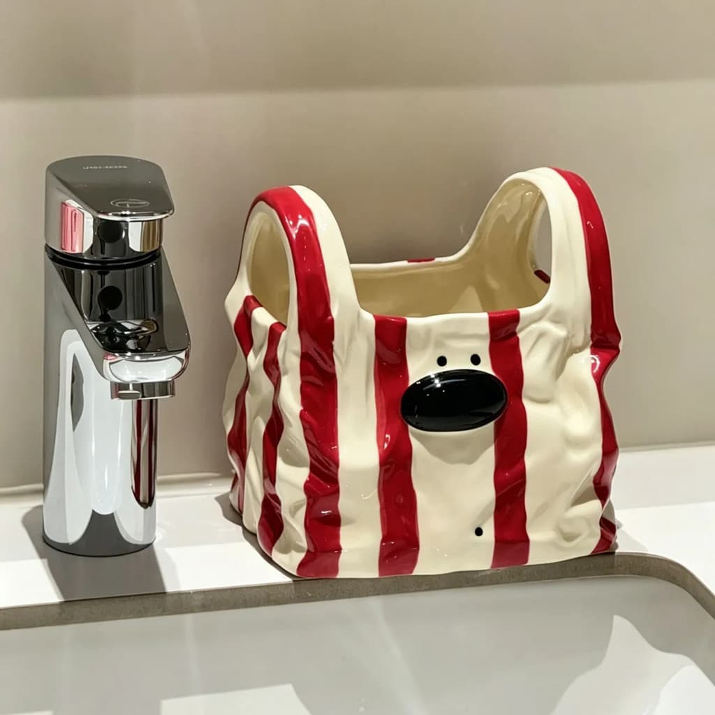 Bonito engraçado filhote de cachorro sacola caixa de armazenamento de cerâmica rosto toalha caixa de armazenamento de ce