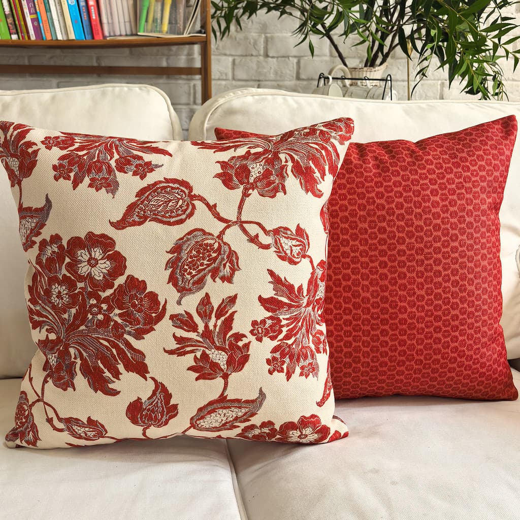 Padrão de flor vermelho atmosfera festiva decoração algodão linho dupla face travesseiro almofada cabeceira sofá decoraç