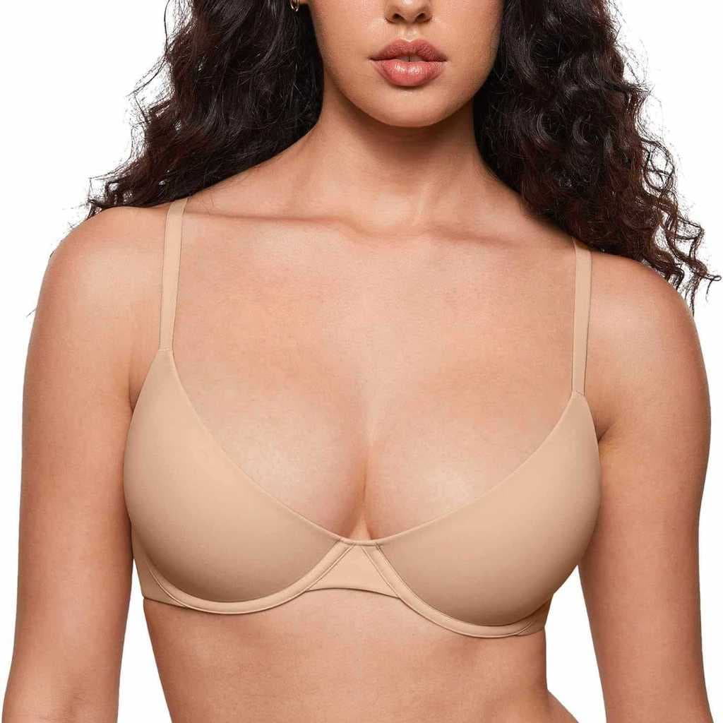 Sutiã Modelador Plus Size Sem Costura Bojo Push-Up Decote Redondo Alças Ajustáveis, Confortável Uso Diário
