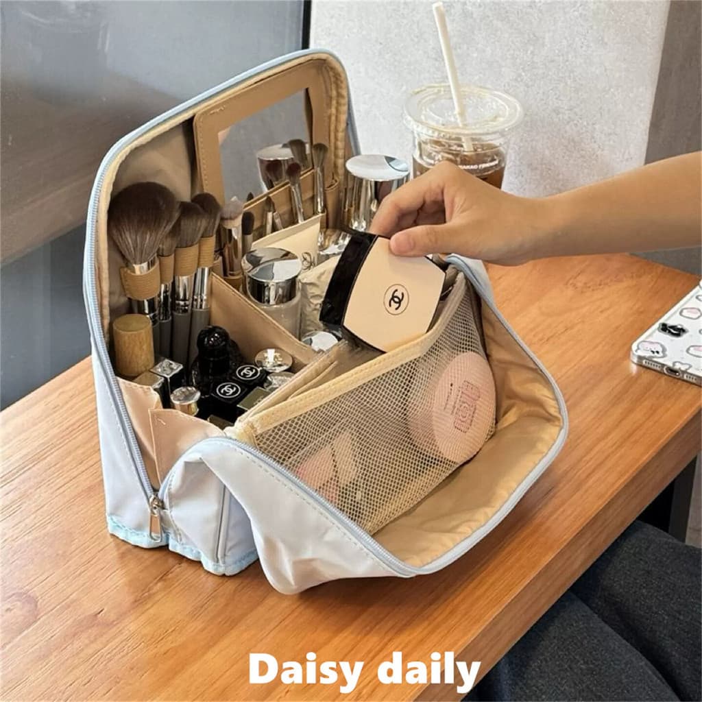 Com espelho Vertical saco cosmético feminino grande capacidade portátil pode pendurar bagagem viagem portátil partição s