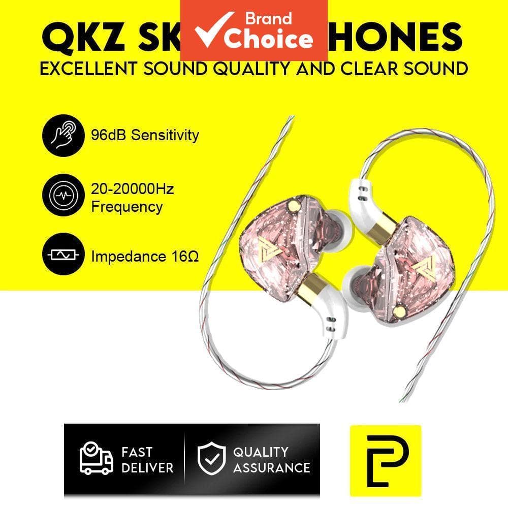 QKZ SK8 Fones de Ouvido Intra-Auriculares com Graves Potentes, Microfone e Design Estéreo Esportivo