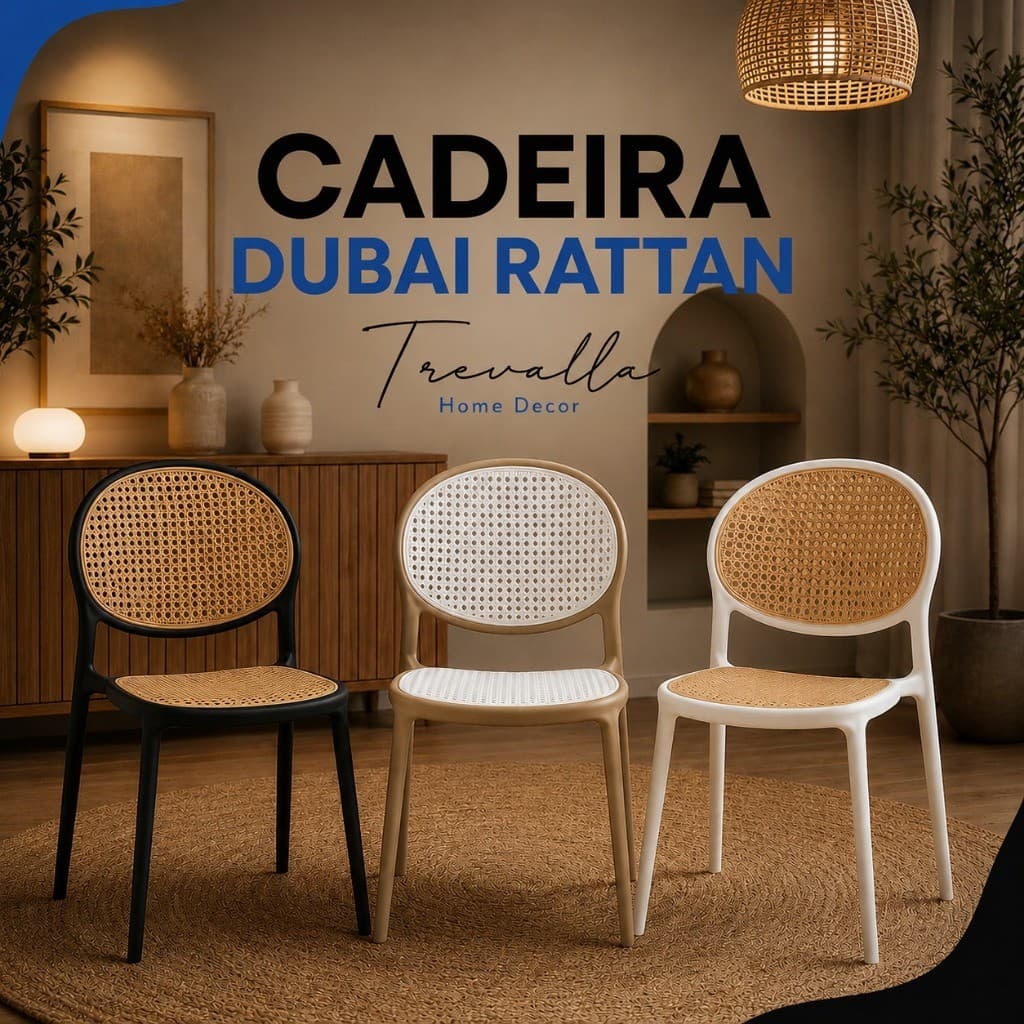 Cadeira Dubai Rattan Design Moderno em Polipropileno Resistente para Área Interna e Externa