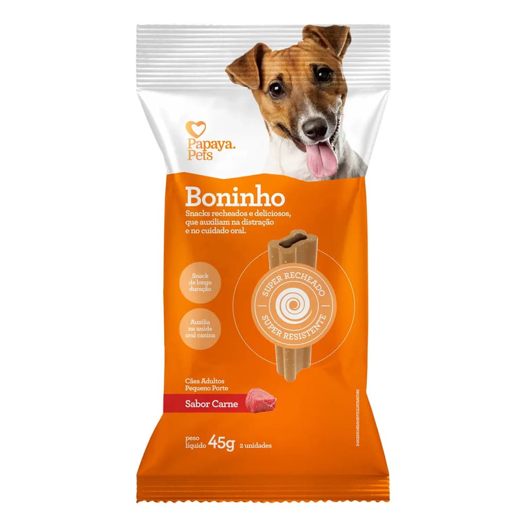 Petisco Boninho Para Cães Papaya Pets Carne Raças Pequenas 45g